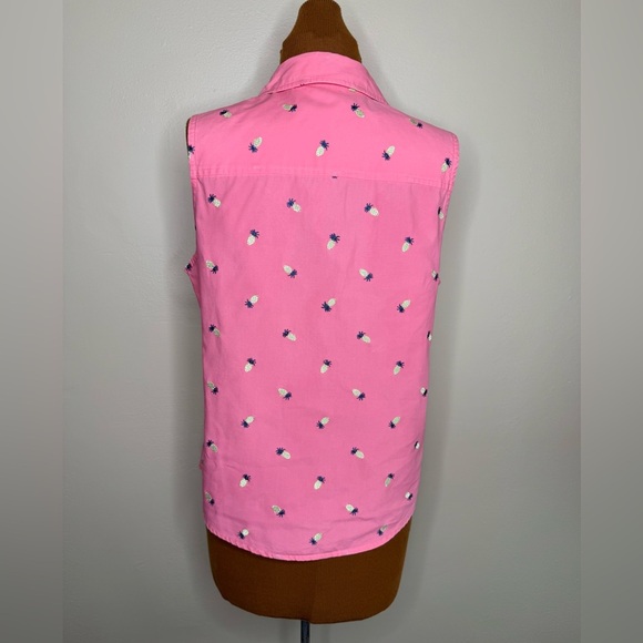 Tommy Hilfiger Sleeveless Pink Blouse Pineapple Embroidery Size 12 - Picture 2 of 6